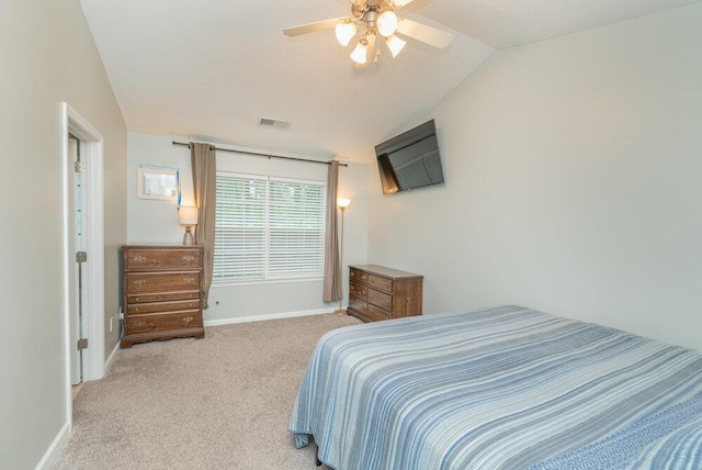 510 Sweet Meadow Dr, Grovetown, GA 30813 - bedroom featuring light colored carpet, vaulted ceiling, baseboards, and ceiling fan