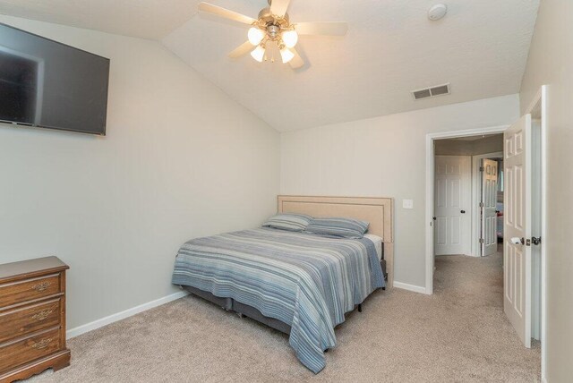 510 Sweet Meadow Dr, Grovetown, GA 30813 - bedroom featuring light carpet, lofted ceiling, baseboards, and a ceiling fan