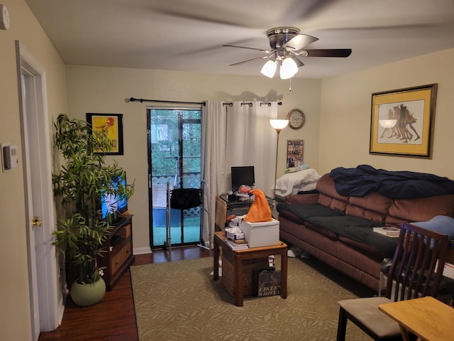 1001 Windsong Cir, Augusta, GA 30907 - living area with a ceiling fan and wood finished floors