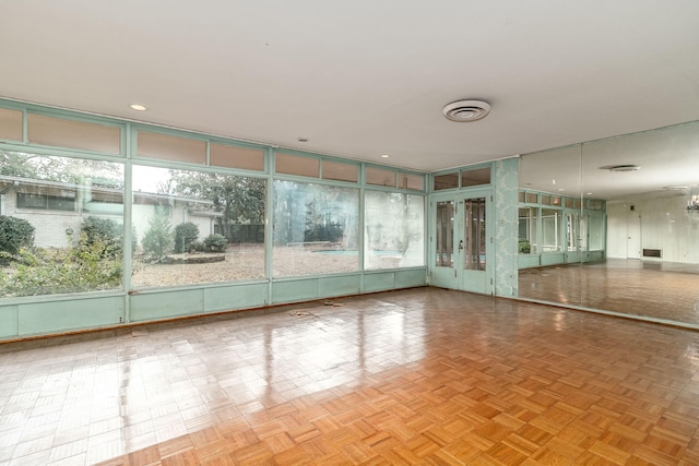 view of unfurnished sunroom