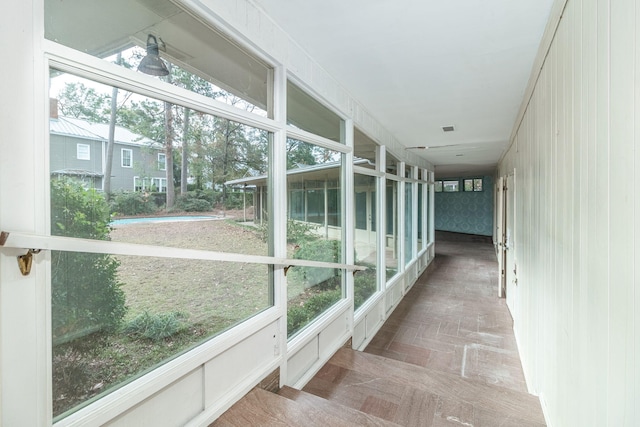 view of unfurnished sunroom