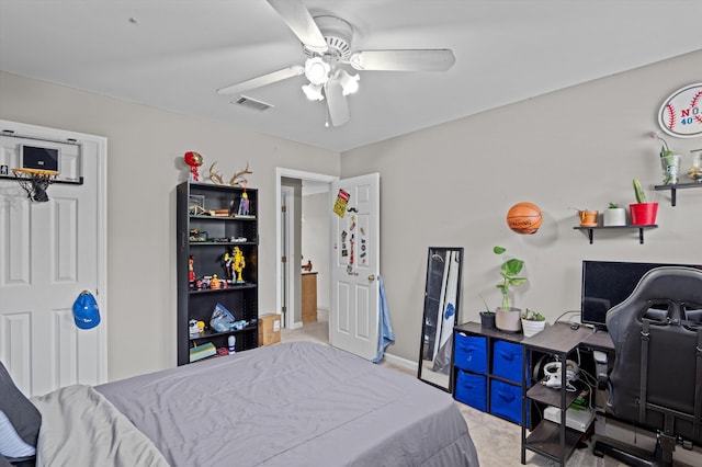 106 Moss Creek Dr, Martinez, GA 30907 - bedroom with a desk, a ceiling fan, and carpet