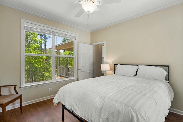 9 Caravel Cir, Mccormick, SC 29835 - bedroom featuring crown molding, baseboards, wood finished floors, and ceiling fan