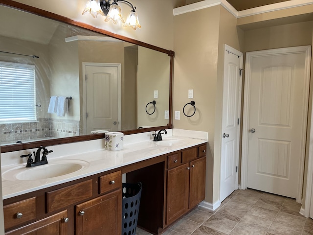 603 Yonto Dr, Grovetown, GA 30813 - bathroom featuring double vanity, a chandelier, and tile patterned floors