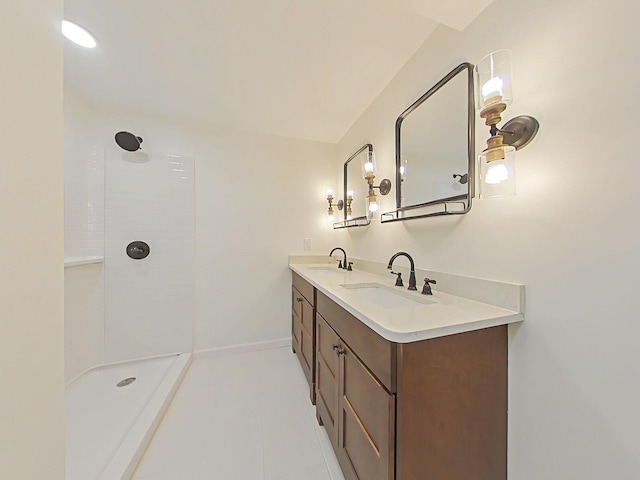 1904 Robin Rd, North Augusta, SC 29841 - full bath with double vanity, a shower, and tile patterned flooring