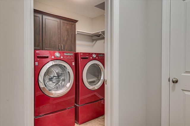 474 Sebastian Dr, Grovetown, GA 30813 - washroom featuring separate washer and dryer, cabinet space, and tile patterned floors