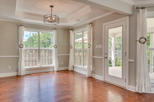 474 Sebastian Dr, Grovetown, GA 30813 - entryway featuring hardwood / wood-style floors, a chandelier, crown molding, and a raised ceiling