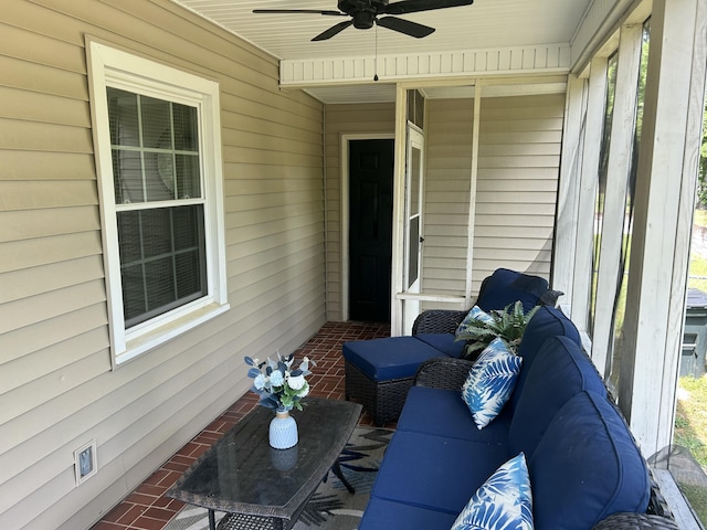 view of patio with a ceiling fan