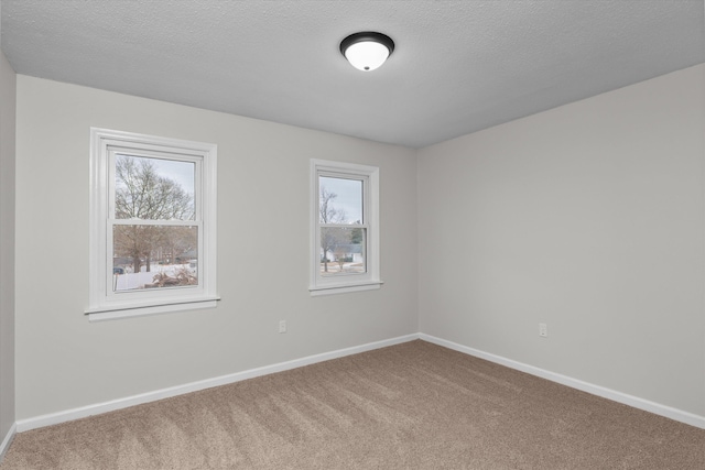 unfurnished room with carpet flooring, a textured ceiling, and a wealth of natural light