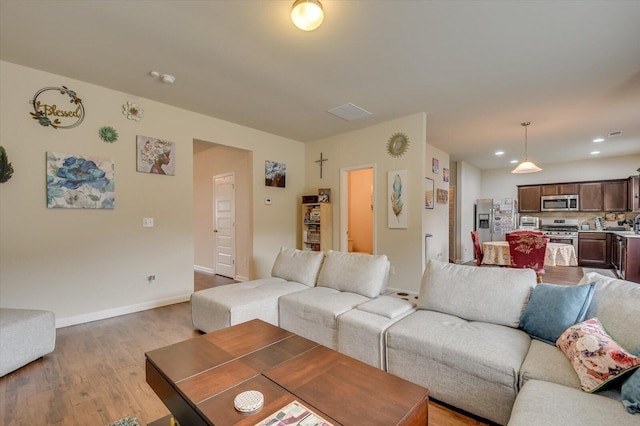 living room with light wood-type flooring