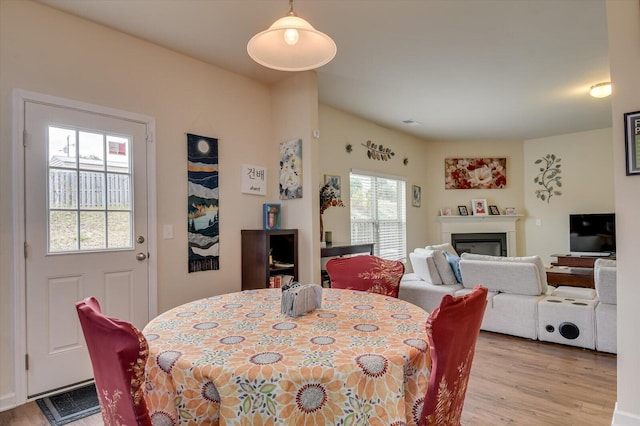 dining area with light wood-type flooring