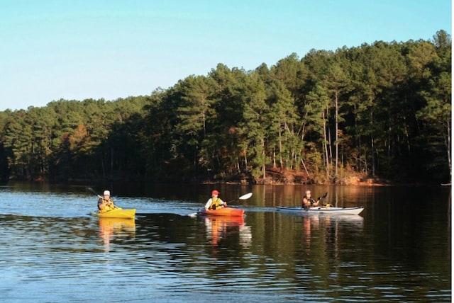 property view of water featuring a forest view