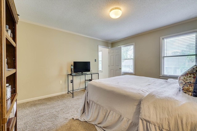 3555 Watervale Way, Martinez, GA 30907 - bedroom with carpet flooring, a textured ceiling, crown molding, and baseboards
