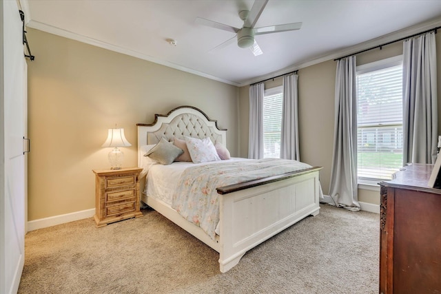3555 Watervale Way, Martinez, GA 30907 - bedroom featuring light colored carpet, ornamental molding, baseboards, and multiple windows