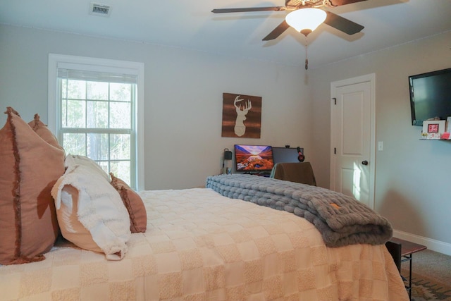 bedroom featuring ceiling fan