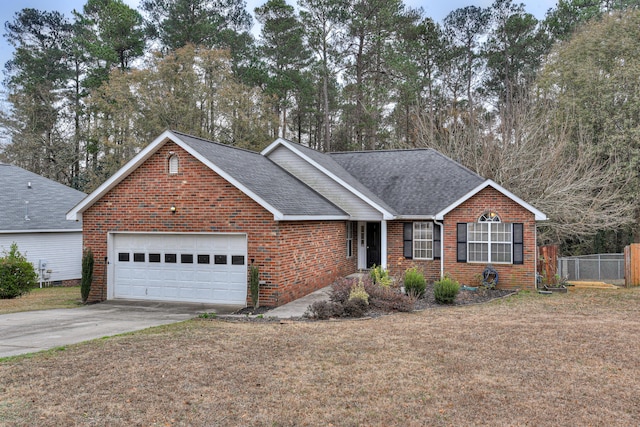 single story home with a garage