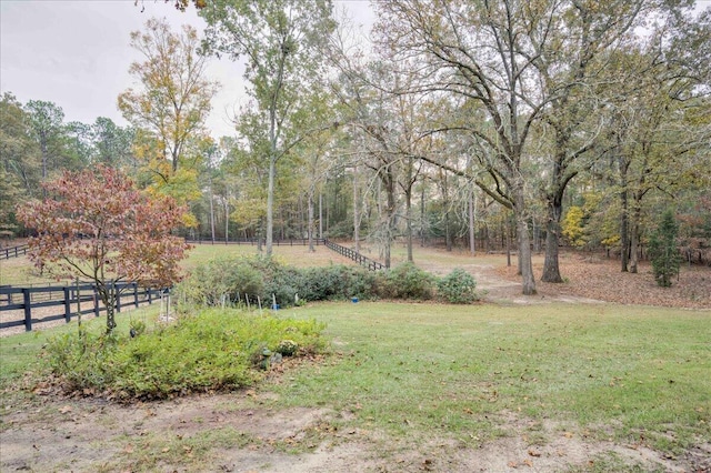 view of yard with a rural view