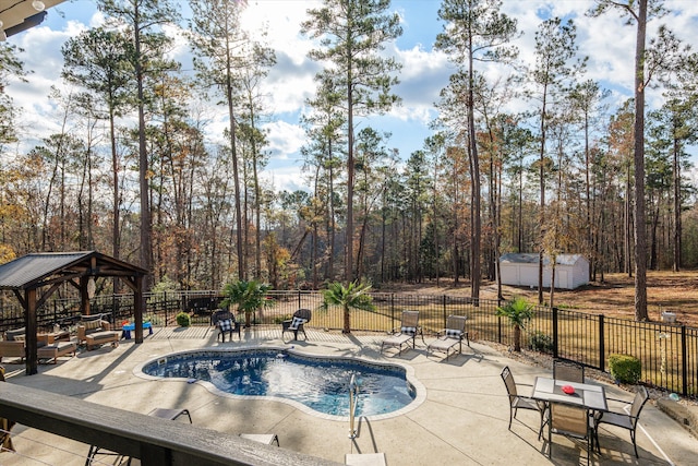 5416 Old Washington Rd, Evans, GA 30809 - view of pool featuring a gazebo, a patio, and a shed
