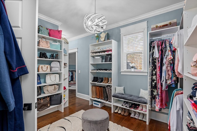 5416 Old Washington Rd, Evans, GA 30809 - walk in closet featuring a chandelier and wood finished floors