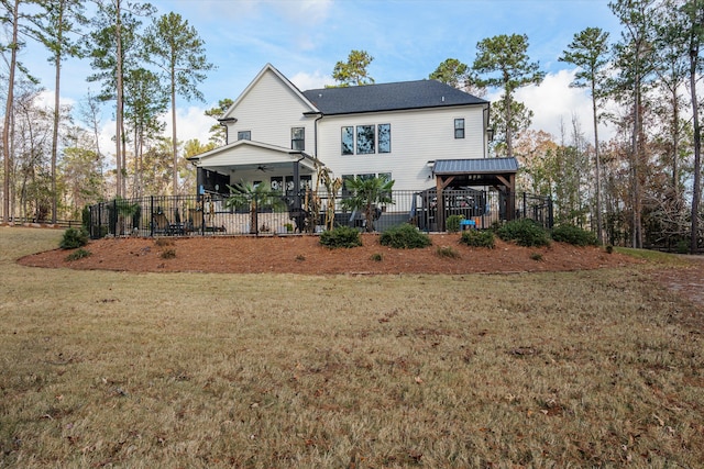 5416 Old Washington Rd, Evans, GA 30809 - back of property with ceiling fan, a gazebo, and roof with shingles