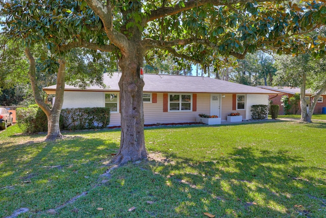 ranch-style house featuring a front yard