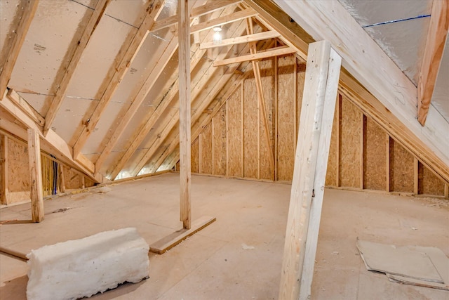 view of unfinished attic