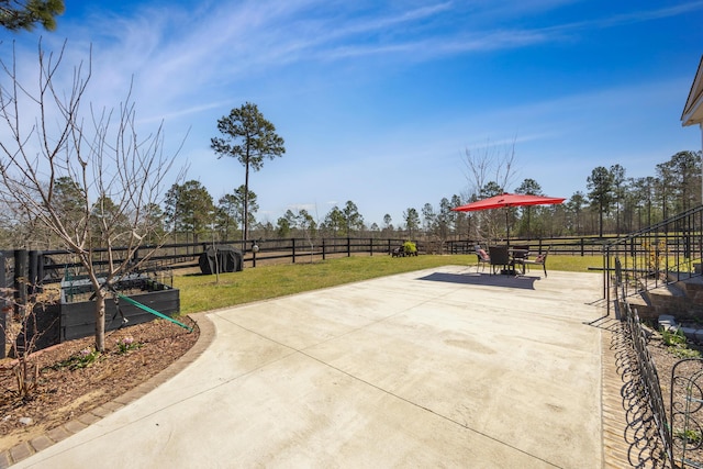 view of patio featuring outdoor dining area and a fenced backyard