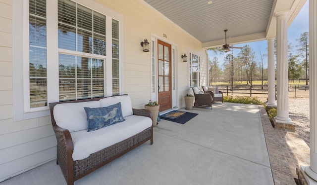 view of patio featuring a porch