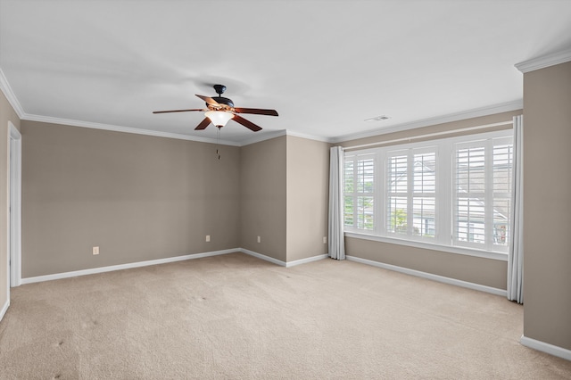 884 Willow Lk, Evans, GA 30809 - spare room featuring carpet, ceiling fan, ornamental molding, and baseboards