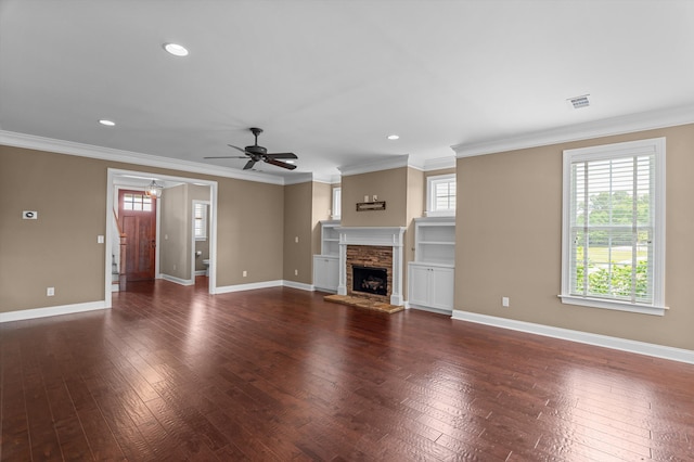 884 Willow Lk, Evans, GA 30809 - unfurnished living room featuring a wealth of natural light, visible vents, a ceiling fan, and baseboards