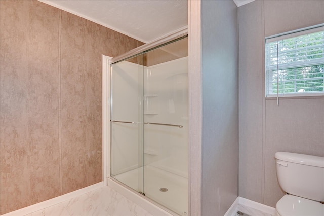 1711 Carolyn Lake Cir, Thomson, GA 30824 - bathroom featuring a shower stall and marble look tiles