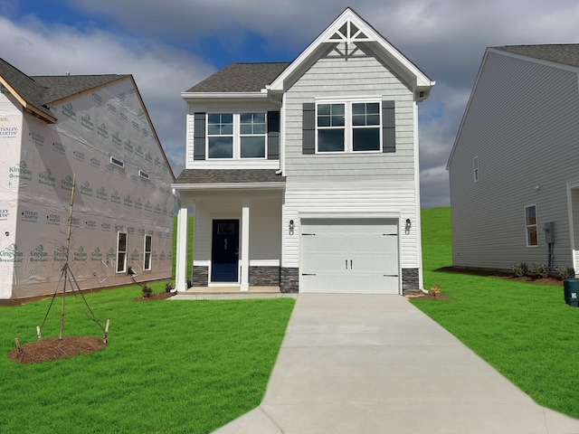 craftsman inspired home featuring a garage