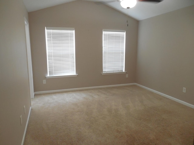 130 Clarinbridge Ln, Grovetown, GA 30813 - unfurnished room with a ceiling fan, light carpet, baseboards, and vaulted ceiling