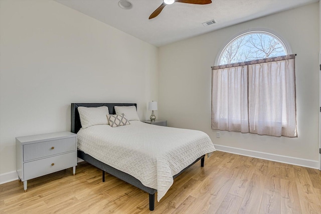 341 Crown Pt, Mccormick, SC 29835 - bedroom featuring wood finished floors, visible vents, baseboards, and ceiling fan