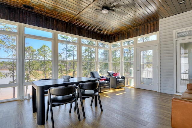 341 Crown Pt, Mccormick, SC 29835 - sunroom / solarium with wood ceiling, hardwood / wood-style floors, and a wooden deck