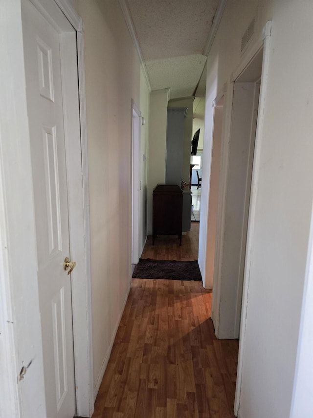 6712 Janes Rd, Appling, GA 30802 - corridor with wood finished floors, visible vents, and crown molding