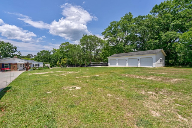 226 Elam Hts, Lincolnton, GA 30817 - view of grassy yard with a detached garage, an outdoor structure, and view of wooded area