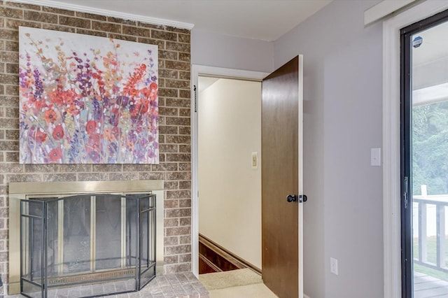 interior space featuring a fireplace and a healthy amount of sunlight