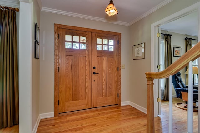 802 Dunbarton Dr, North Augusta, SC 29841 - foyer with light wood-style flooring and ornamental molding