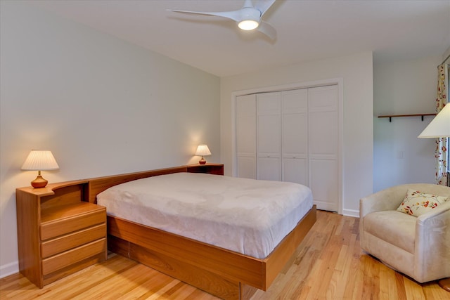 802 Dunbarton Dr, North Augusta, SC 29841 - bedroom with light wood-type flooring, a closet, and ceiling fan