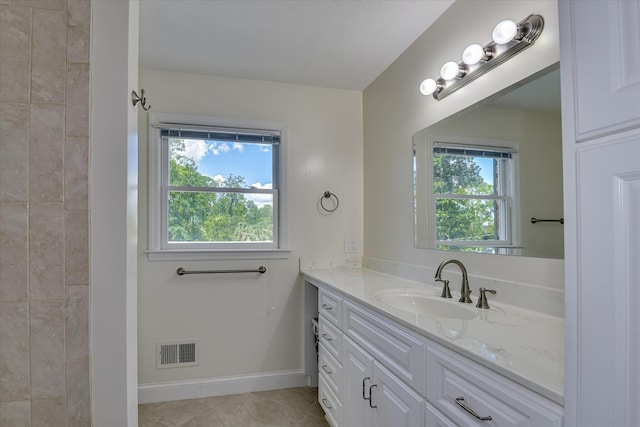 802 Dunbarton Dr, North Augusta, SC 29841 - bathroom featuring vanity, plenty of natural light, tile patterned floors, and a shower