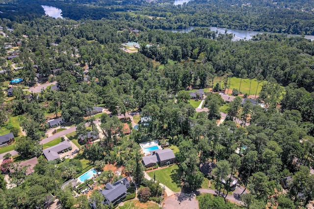 802 Dunbarton Dr, North Augusta, SC 29841 - aerial overview of property's location featuring a heavily wooded area and a nearby body of water