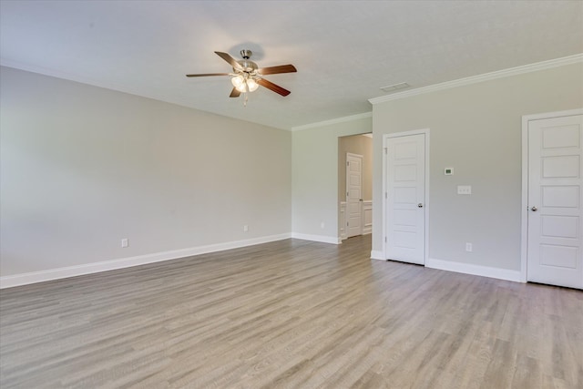 5816 Whispering Pines Way, Evans, GA 30809 - spare room featuring ceiling fan, ornamental molding, light wood-style floors, and baseboards