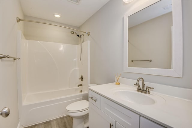 5816 Whispering Pines Way, Evans, GA 30809 - full bath with vanity, toilet, wood finished floors, and shower / bath combination