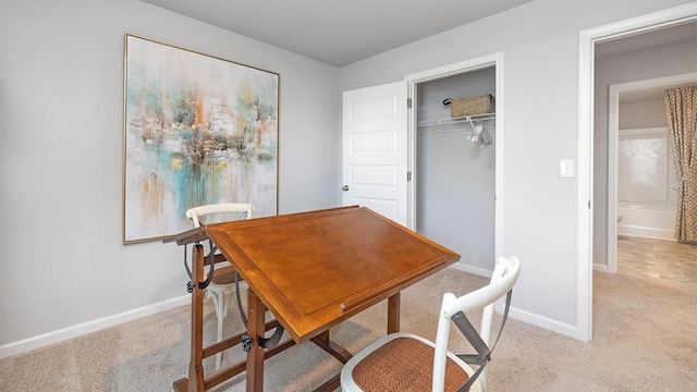 view of carpeted dining room