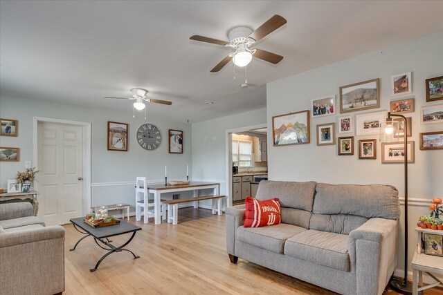 710 River View Dr, North Augusta, SC 29841 - living area featuring light wood-type flooring and a ceiling fan
