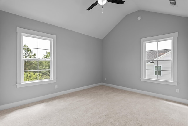 831 Whitney Shoals Rd, Evans, GA 30809 - carpeted empty room featuring lofted ceiling, plenty of natural light, and ceiling fan