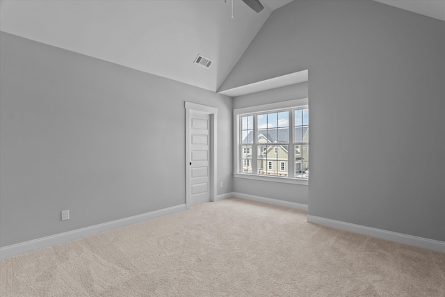 831 Whitney Shoals Rd, Evans, GA 30809 - carpeted empty room featuring ceiling fan and high vaulted ceiling