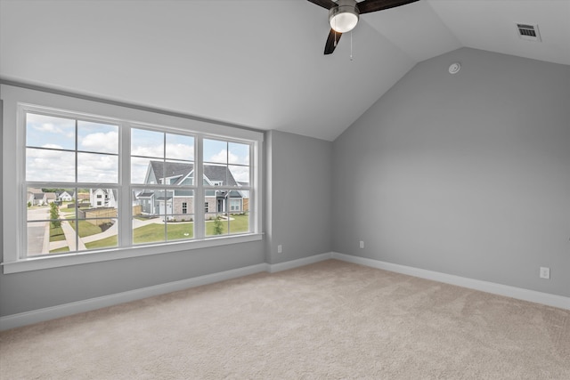 831 Whitney Shoals Rd, Evans, GA 30809 - unfurnished room featuring lofted ceiling, light carpet, ceiling fan, and a smoke detector