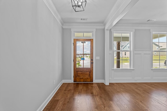 831 Whitney Shoals Rd, Evans, GA 30809 - entrance foyer with wood finished floors and crown molding